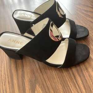 Anne Klein Naomi Mule Sandals Black Suede size 9